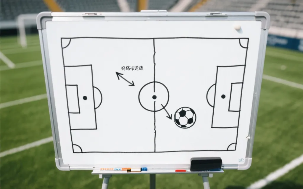战术板上标注北美球队常见进攻与定位球路线，用箭头和区域展示比分推演思路